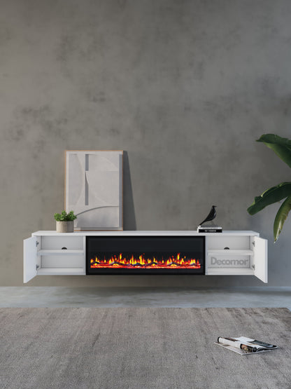 Chic TV Meubel met elektrische Sfeerhaard – 240cm – Pure White – Wit mat