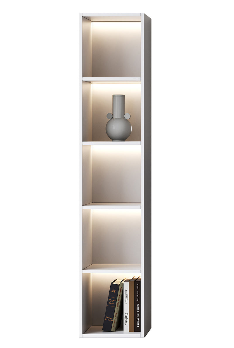 Chic Elegante Vakkenkast met LED Verlichting - 200x40x40cm - wit mat