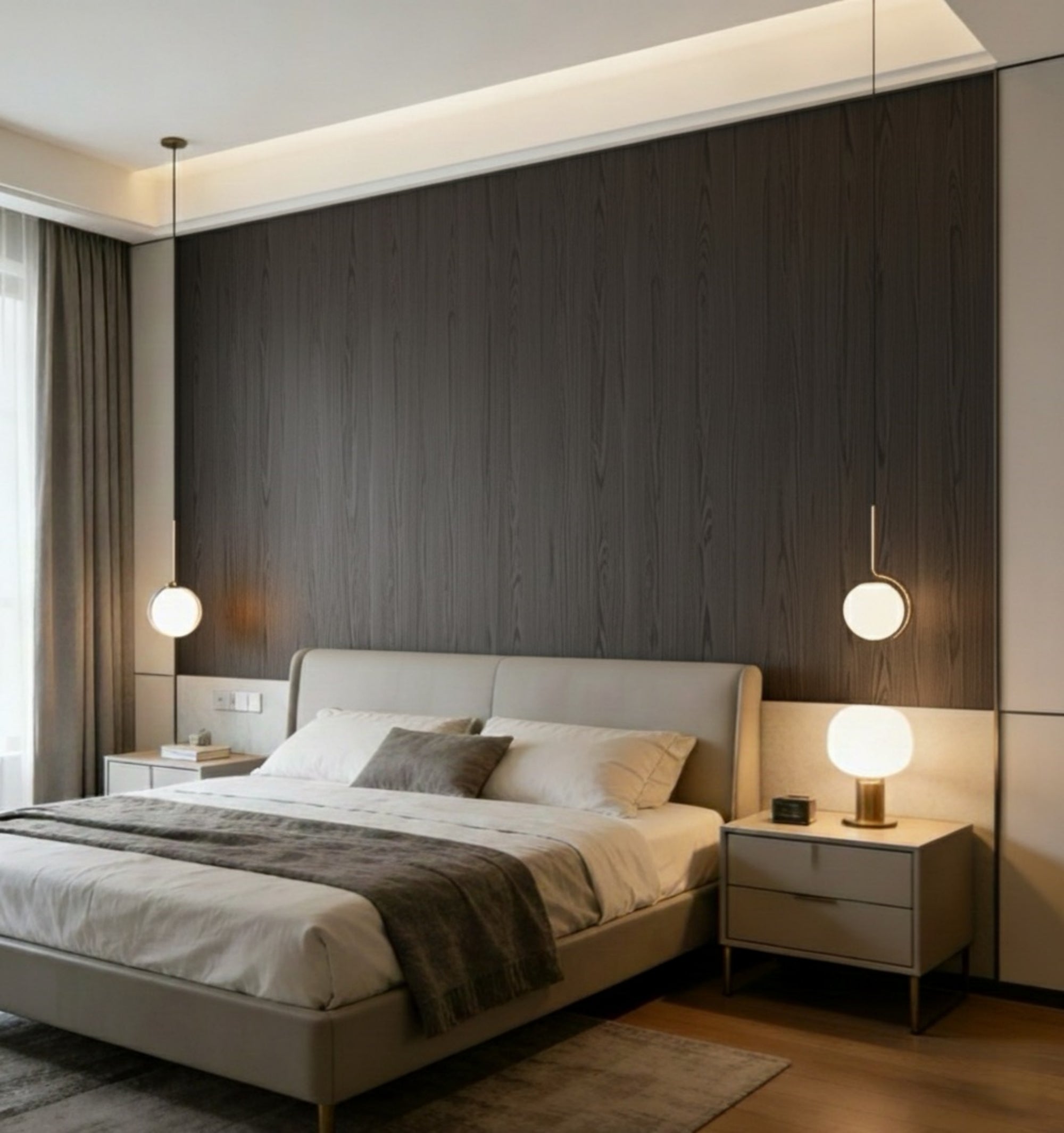 Houten Wandpaneel - Wood serie - 280 x 122cm - Gerookt eiken (Smoke)