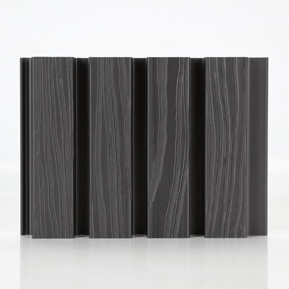 Composiet Gevelbekleding - Lattenwand Wandpanelen - 3D nerf - 290 x 22 cm - Zwart eiken