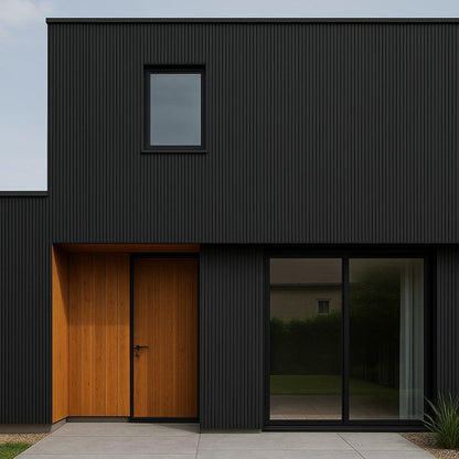 Composiet Gevelbekleding - Lattenwand Wandpanelen - 3D nerf - 290 x 22 cm - Zwart eiken