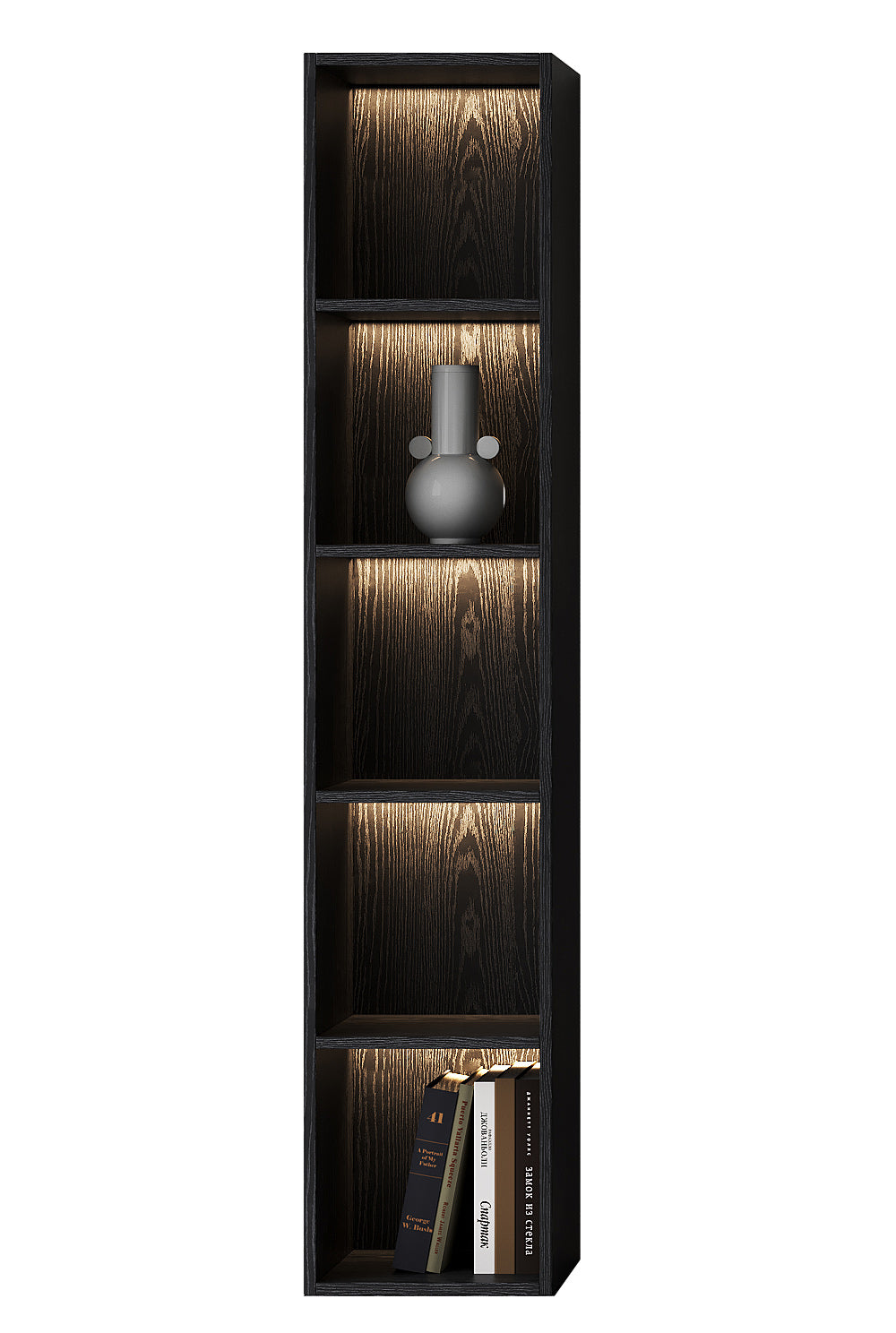 Chic Elegante Vakkenkast met LED Verlichting - 200x40x40cm - Zwart Eiken