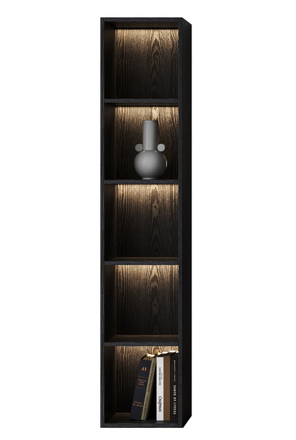 Chic Elegante Vakkenkast met LED Verlichting - 200x40x40cm - Zwart Eiken