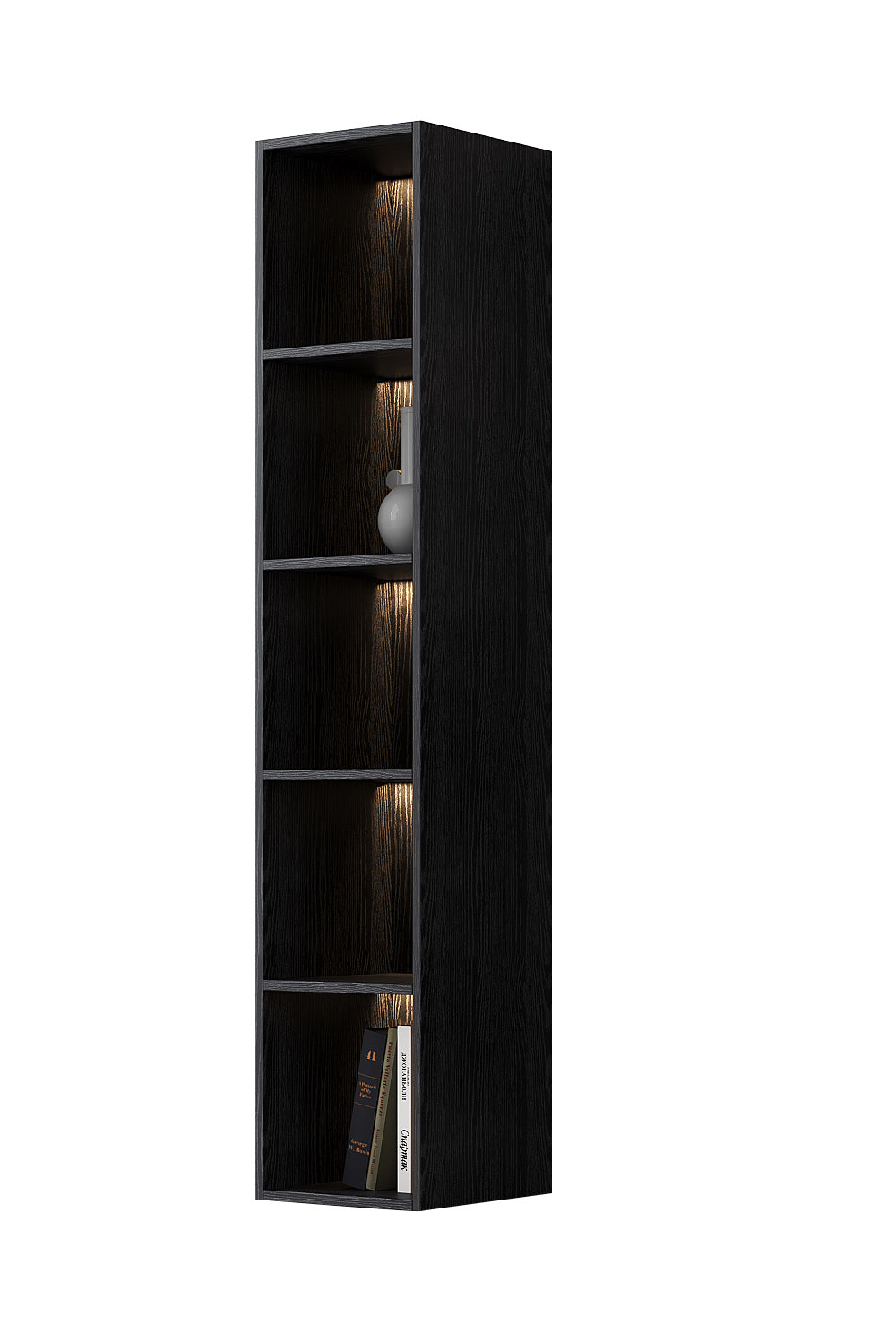 Chic Elegante Vakkenkast met LED Verlichting - 200x40x40cm - Zwart Eiken