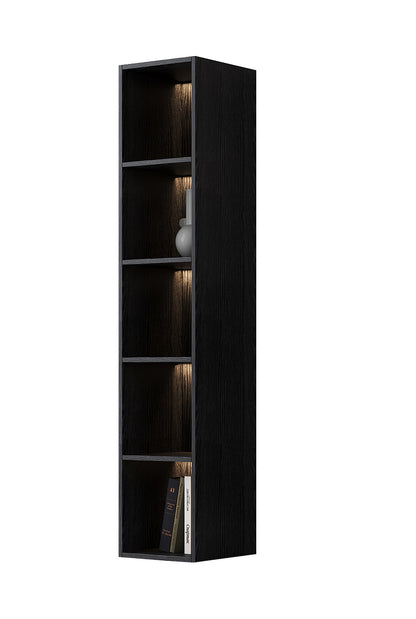 Chic Elegante Vakkenkast met LED Verlichting - 200x40x40cm - Zwart Eiken