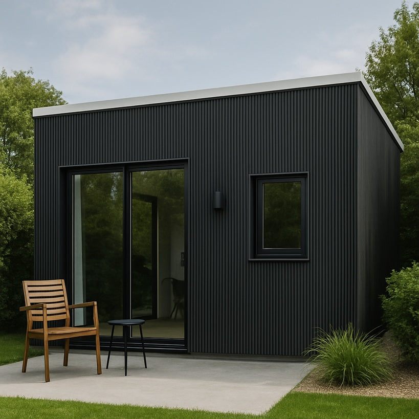 Composiet Gevelbekleding - Lattenwand Wandpanelen - 3D nerf - 290 x 22 cm - Zwart eiken