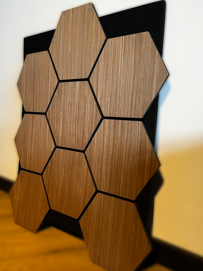 Hexagon – Akoestische wandpaneel - Walnoot Eiken 80 x 65 x 2cm